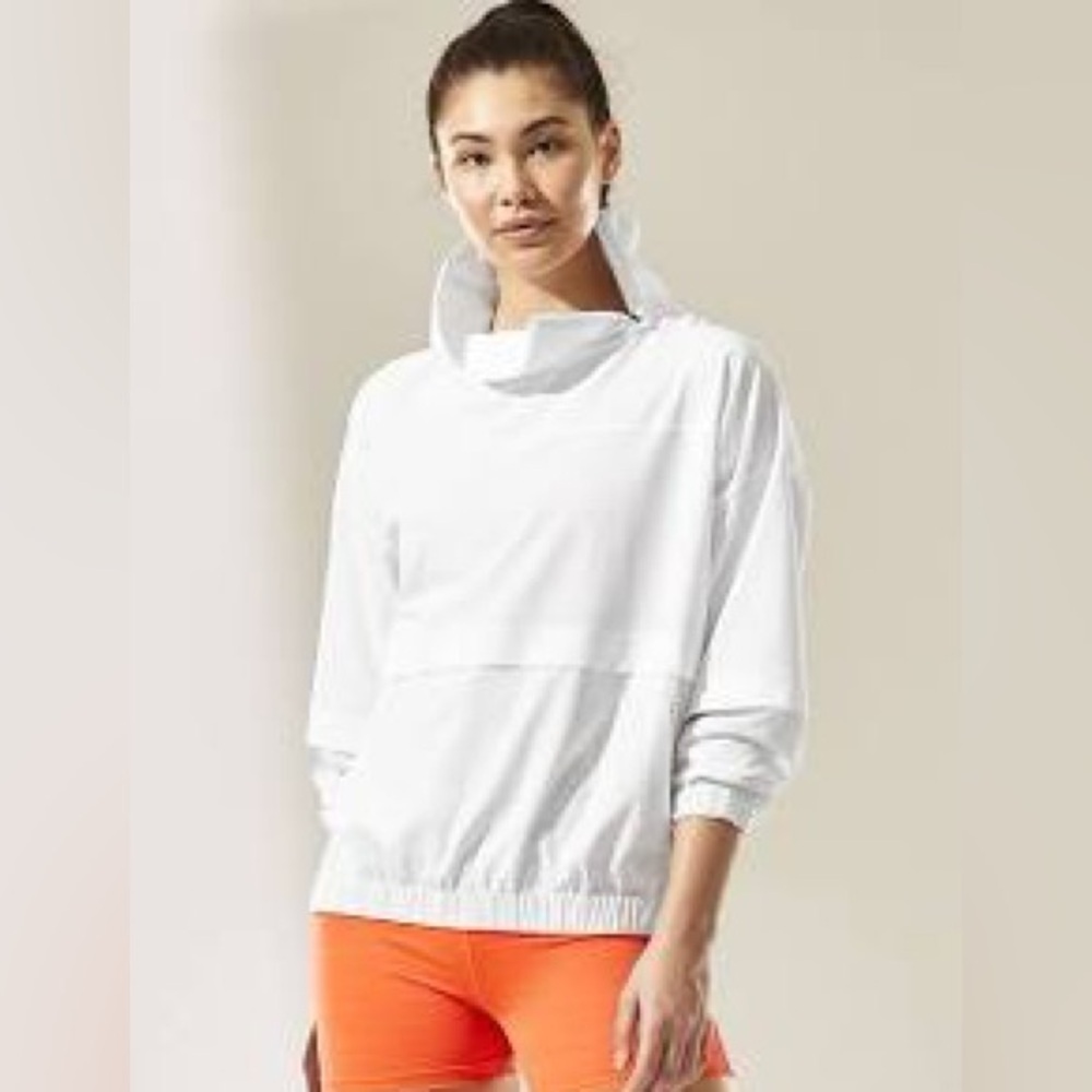 Athleta Run With It Half Zip Pullover-Pearl White Python-Women Medium